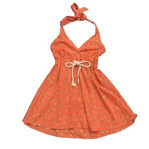 Mustard Seed Halter Dress SMALL Orange Nautical Boat Rope Preppy Resort Cruise